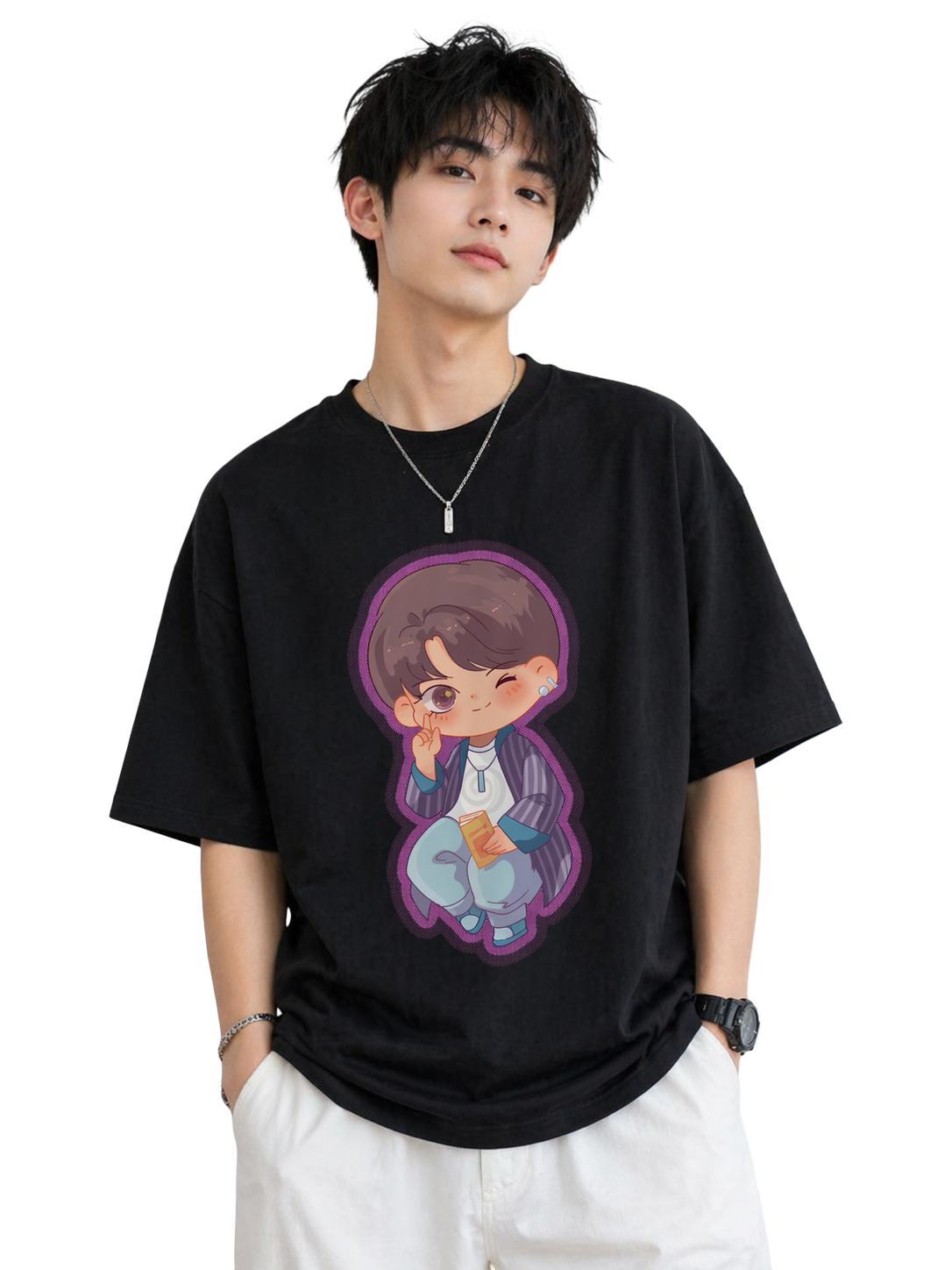 Men's Oversized T-Shirt — Classic B&W
