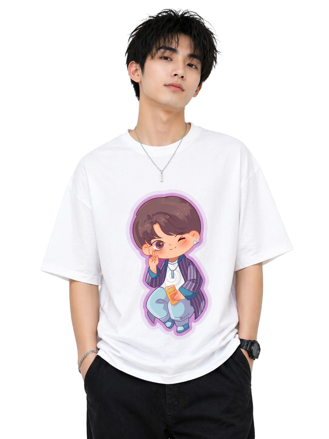 Men's Oversized T-Shirt — Classic B&W