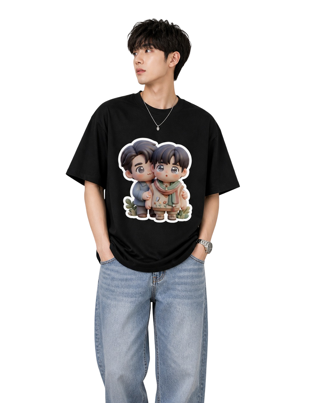 Men's Oversized T-Shirt — Signature B&W
