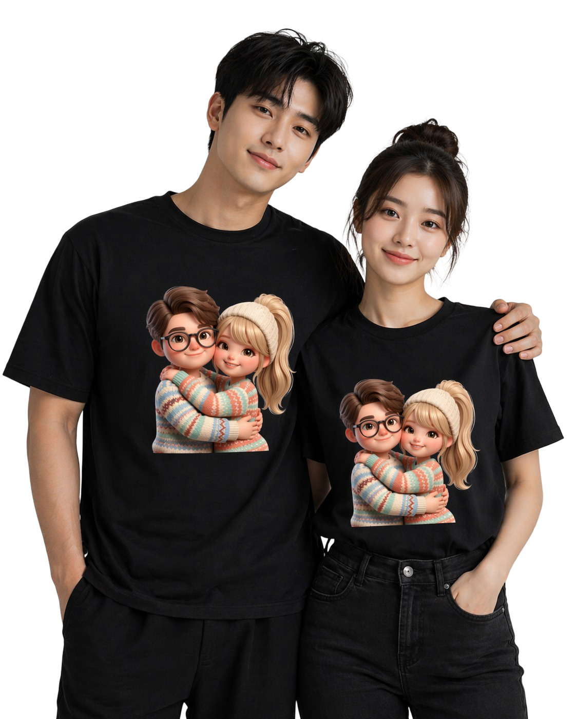 Unisex Oversized T-Shirts Couple — B&W Unisex