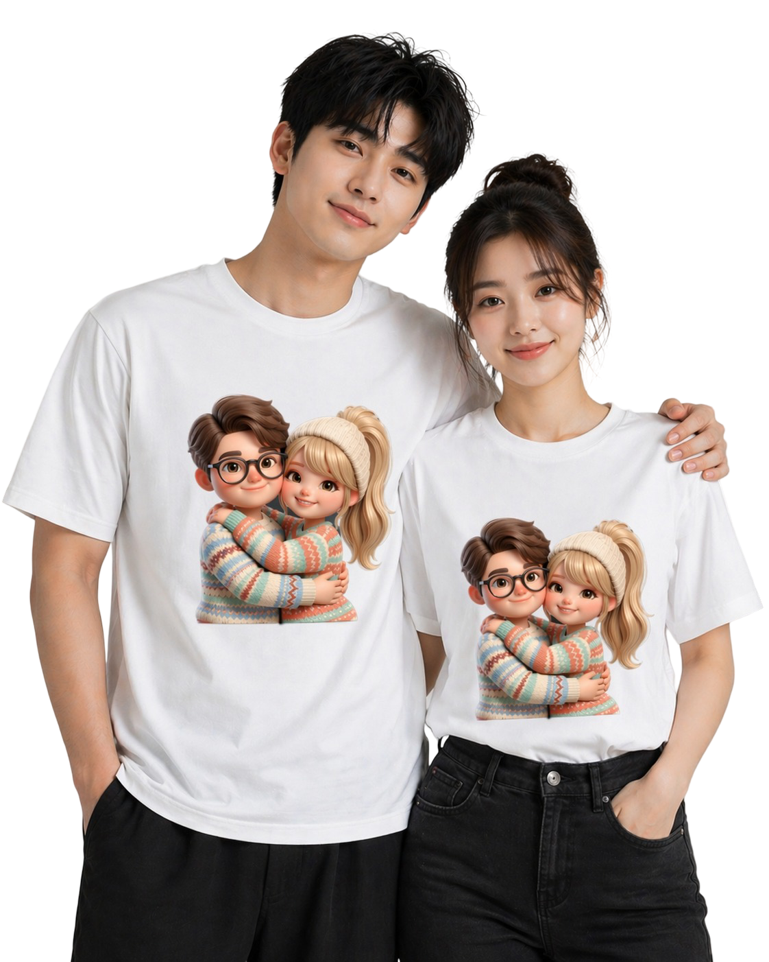 Unisex Oversized T-Shirts Couple — B&W Unisex